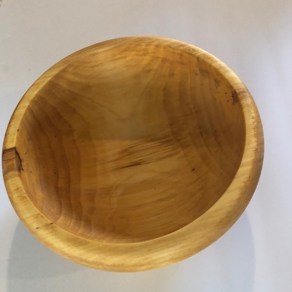 Primitive Hand Crafted Blonde Wood 10” Bowl All Natural Mimimalist Decorative - Picture 3 of 4